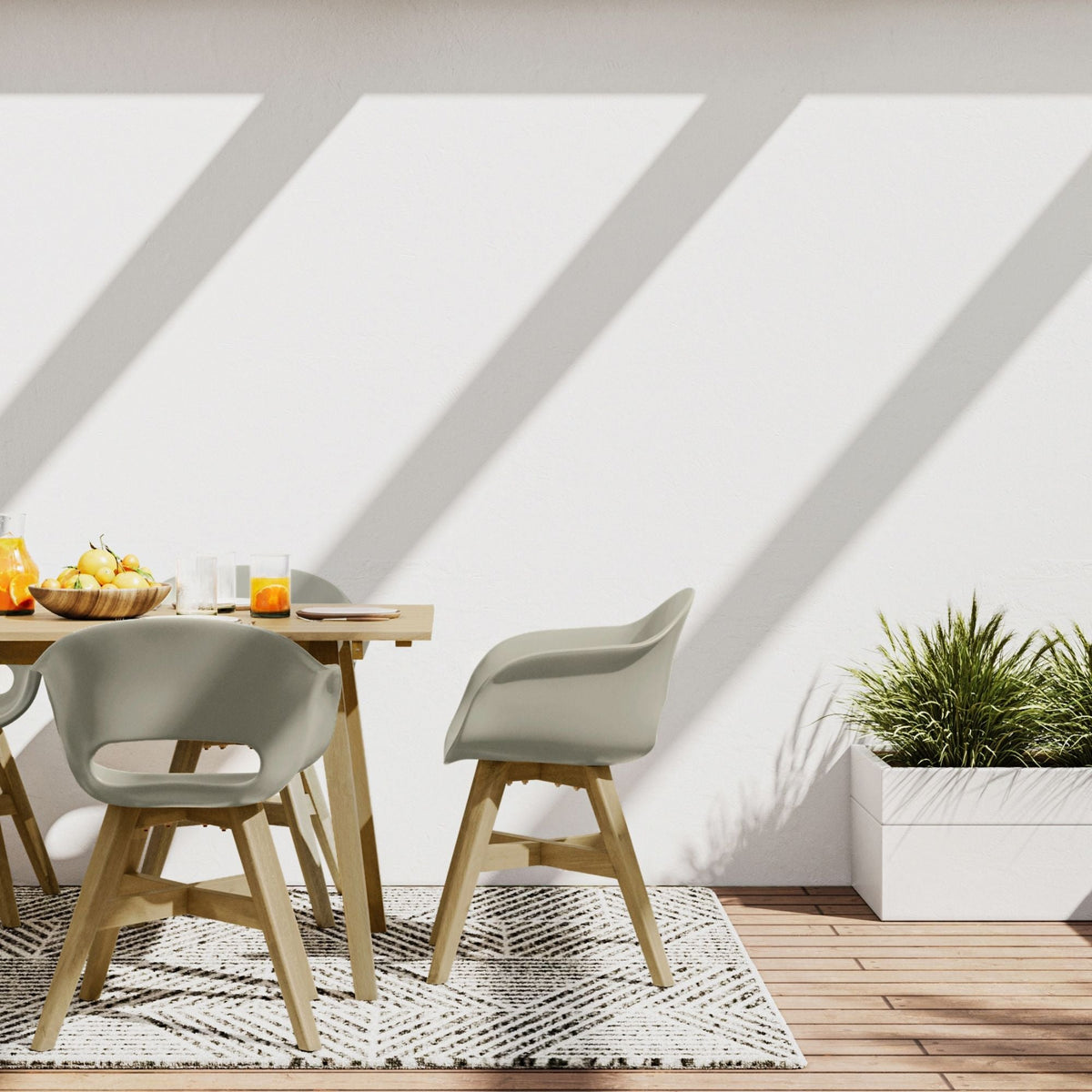 Outdoor Dining Chair Set of 2 with Solid Acacia Base - Black or Gray