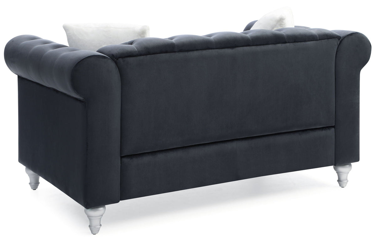 Contemporary Loveseat with Jeweled Tufted Design - Multiple Colors