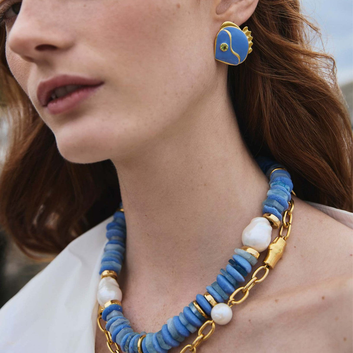 Retro Chic Blue Little Fish Earrings