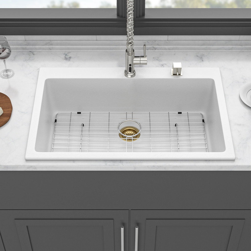 Quartz Kitchen Sink with Durable Design - Black or White