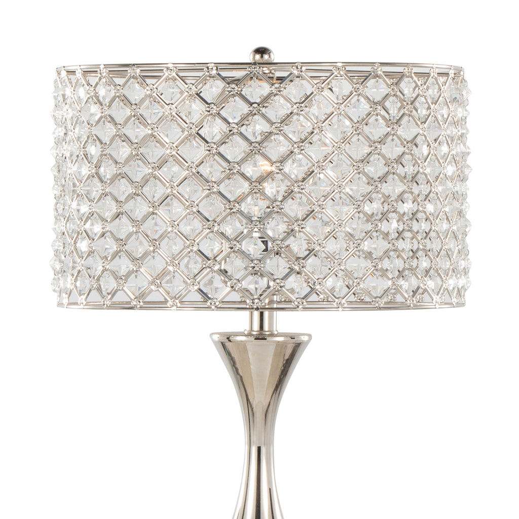 Contemporary Table Lamp with Crystalline Shade - Gold, Black, or Gray