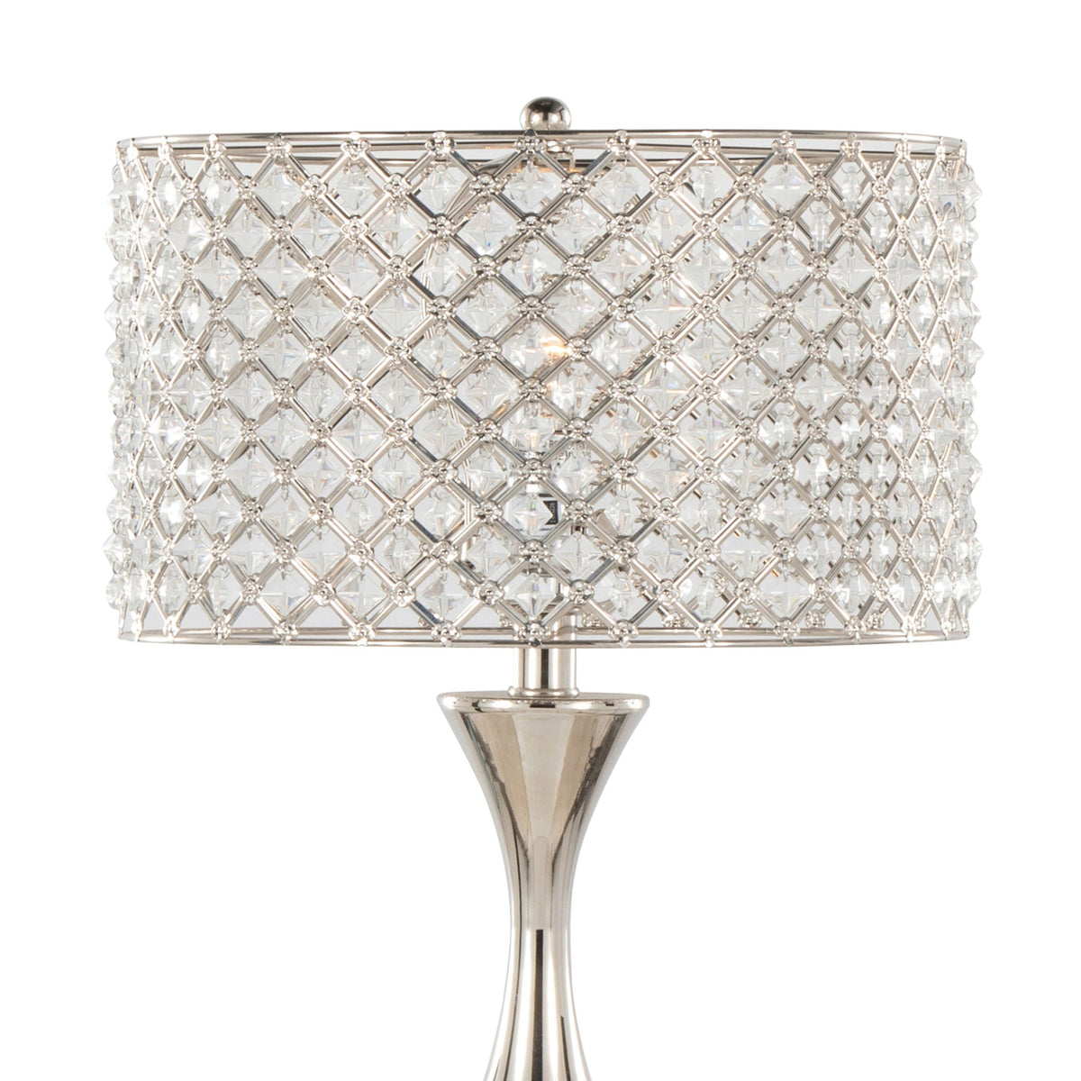 Contemporary Table Lamp with Crystalline Shade - Gold, Black, or Gray