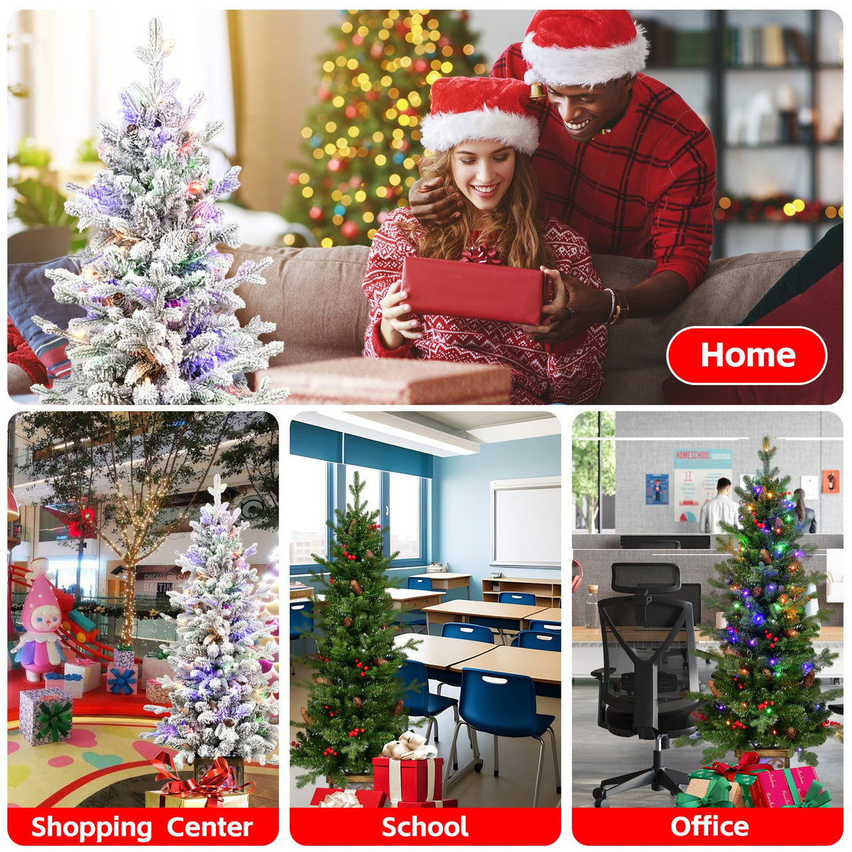 4FT Pre-Lit Christmas Tree with Warm Lights - Green