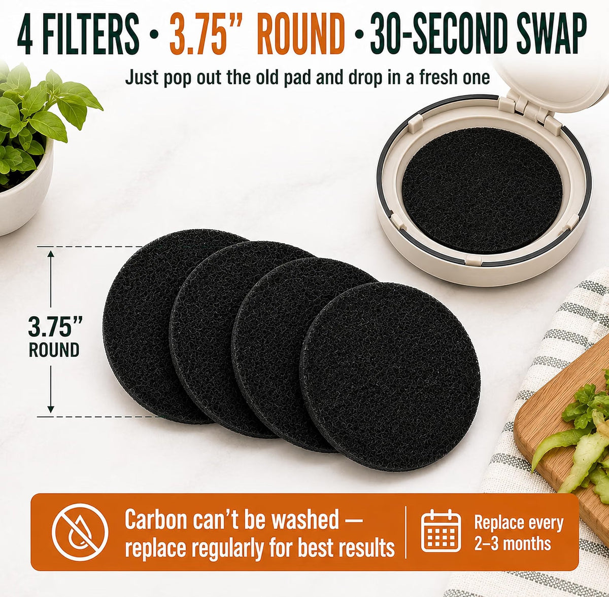 Charcoal Compost Bin Filters (4-Pack)