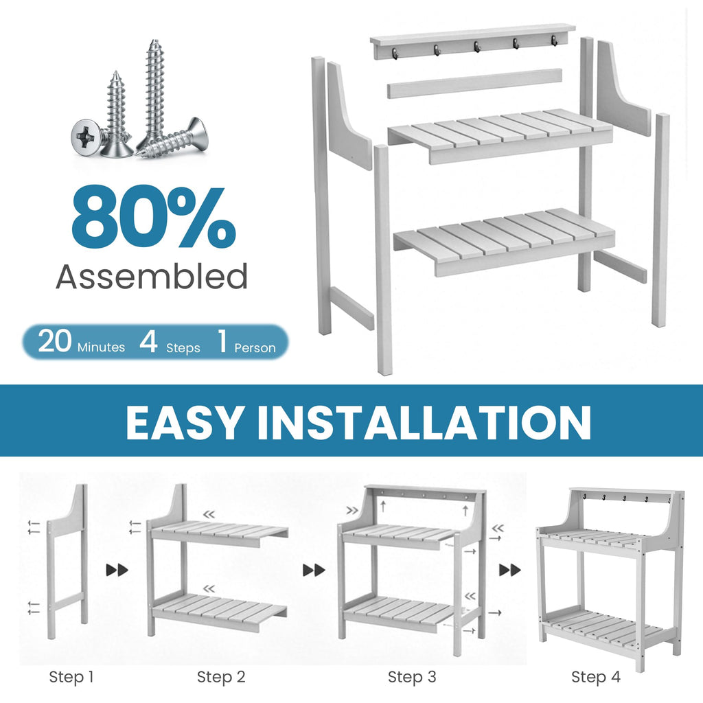 HDPE Potting Bench with Storage - Multiple Colors