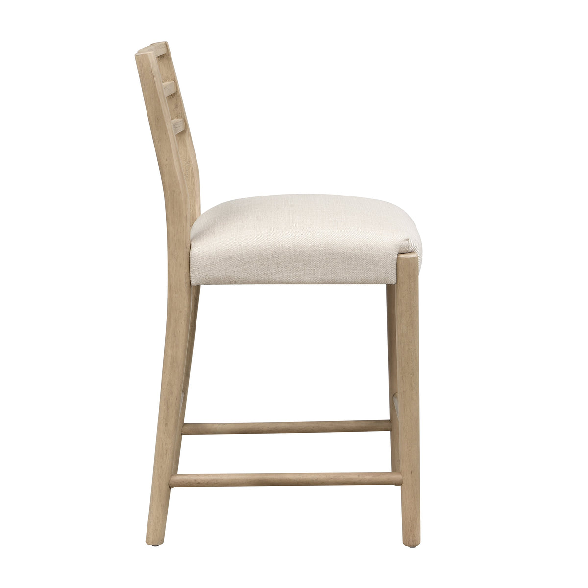 Ladder Back Counter Stool Set with Upholstered Seats - Farmhouse Style