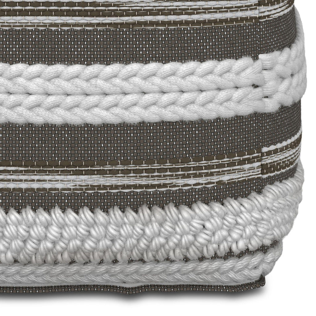 Handcrafted Square Pouf with Supportive Polystyrene Filling - Beige or Dark Gray