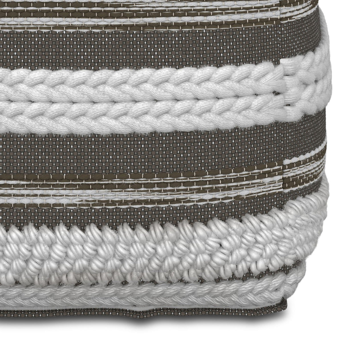 Handcrafted Square Pouf with Supportive Polystyrene Filling - Beige or Dark Gray