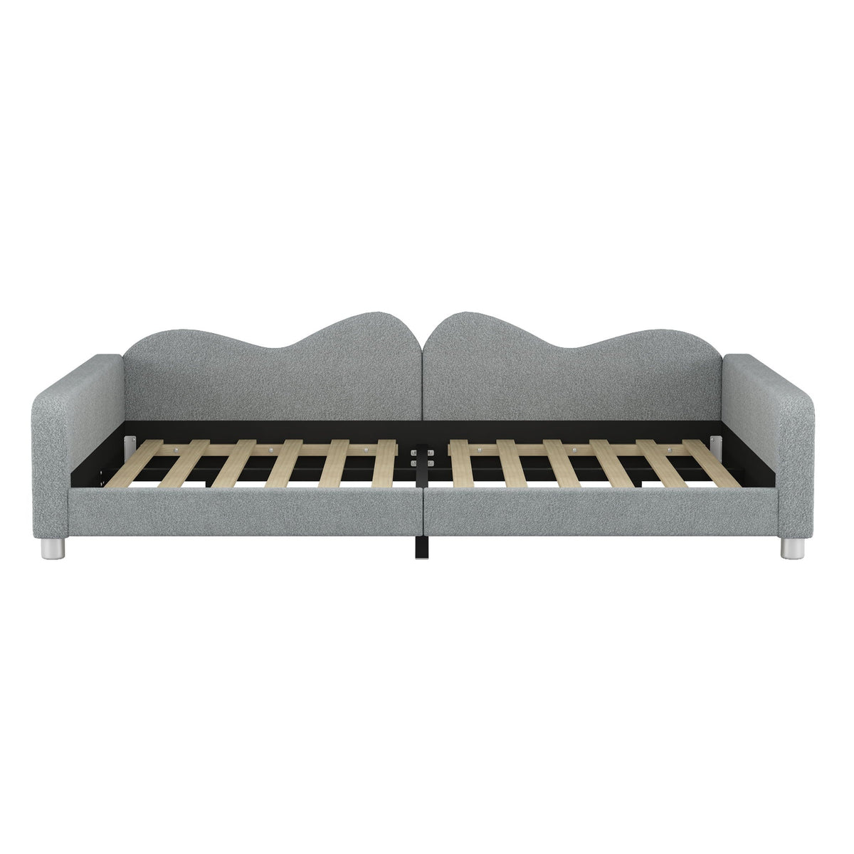 Upholstered Daybed with Cloud-Shaped Backrest - Full Size, Sherpa Fabric
