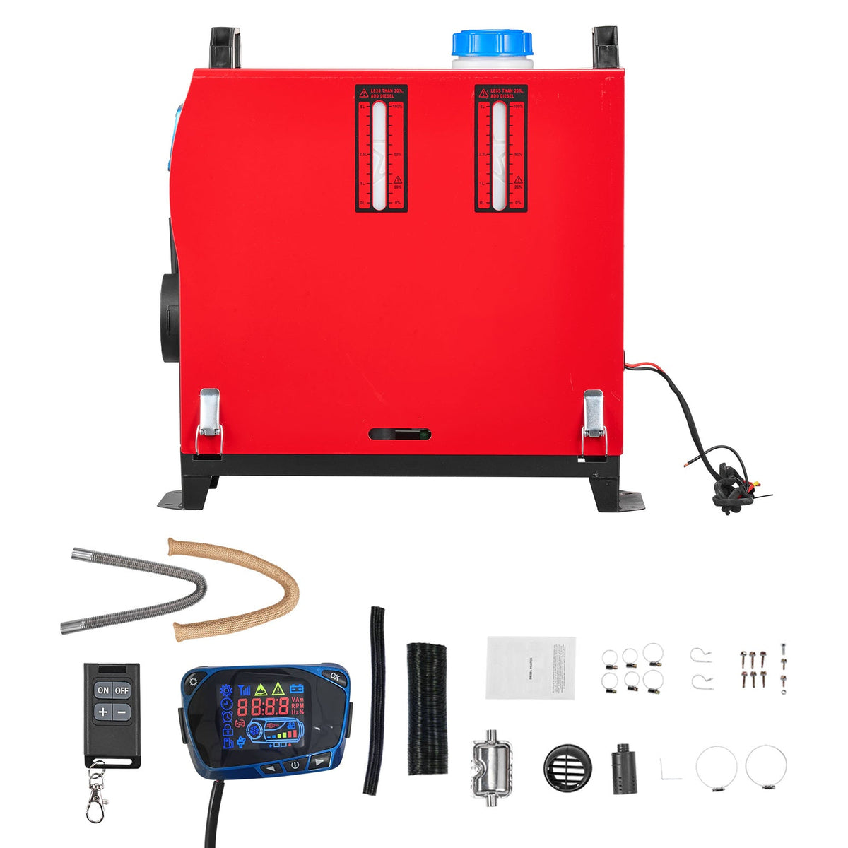 8 kW Diesel Air Heater with Dual Controls - Black