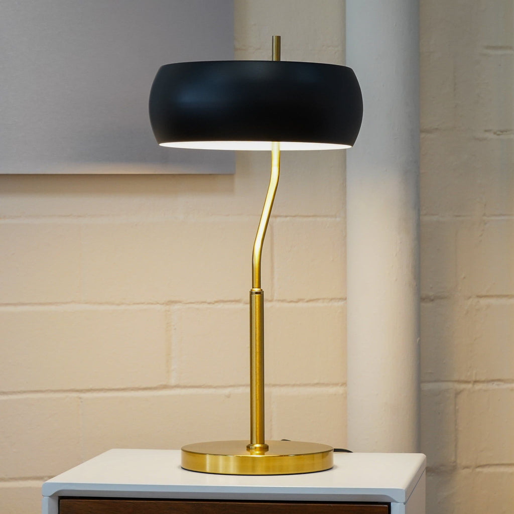 Gold Table Lamp with Dimmable Feature - Black Shade