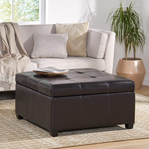 35inch Storage Ottoman, Large Square Ottoman Bench with Storage