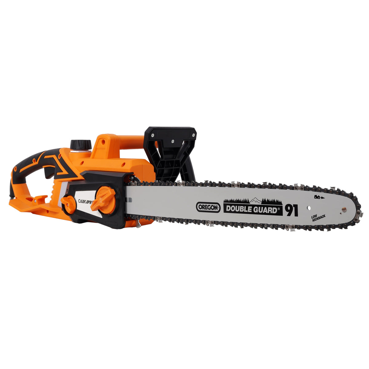 18 Inch Electric Chainsaw with Quick Chain Adjustment Knob - Orange/Black