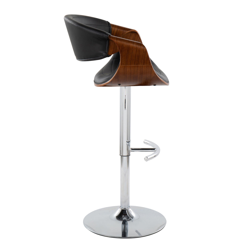 Mid Century Modern Adjustable Barstool Set of 2 with Swivel Footrest - Pearl Silver, Beige, Black