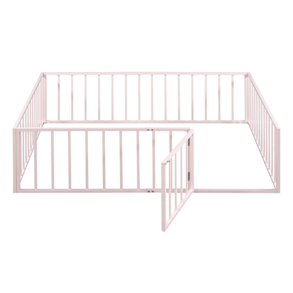 Metal Floor Bed Frame With Fence And Door