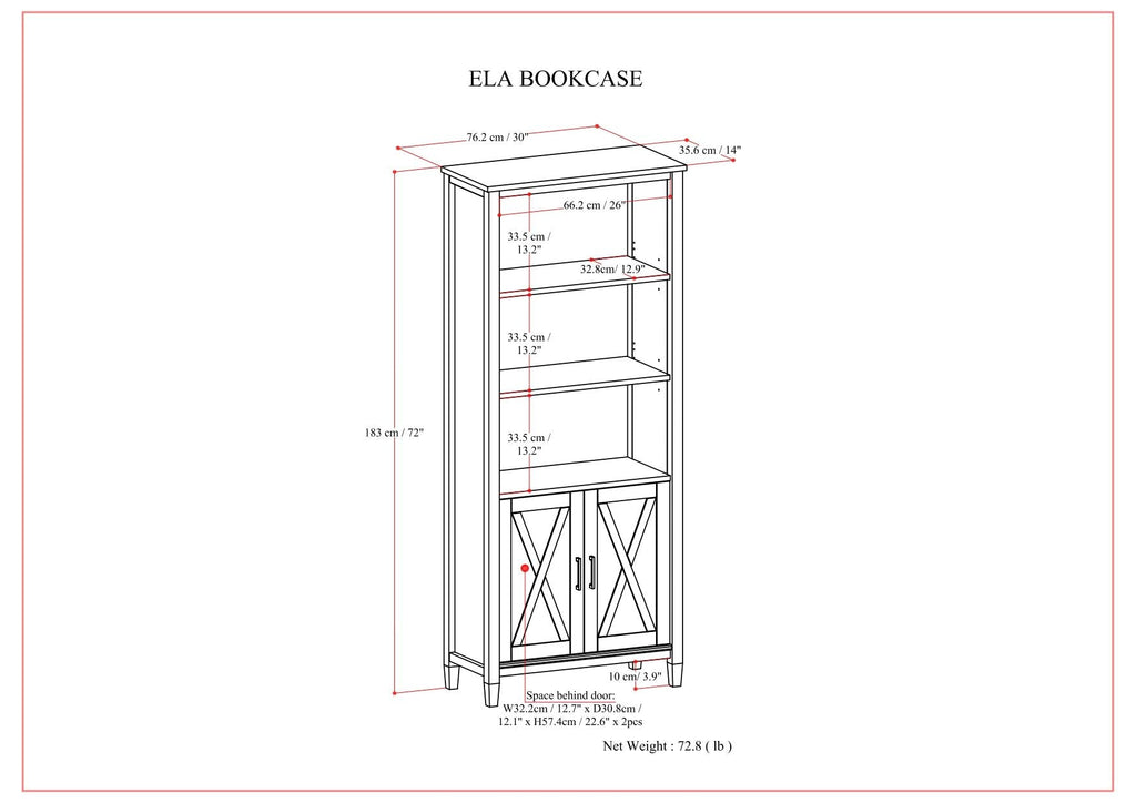 Ela - Bookcase - Smoky Brown