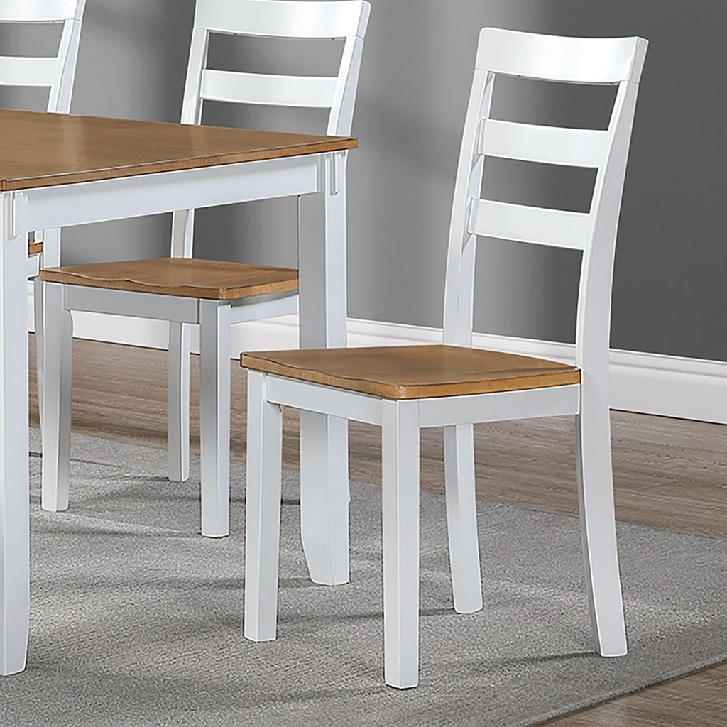 6 Piece Dining Set Table with 4 Side Chairs and Bench - Light Brown / White