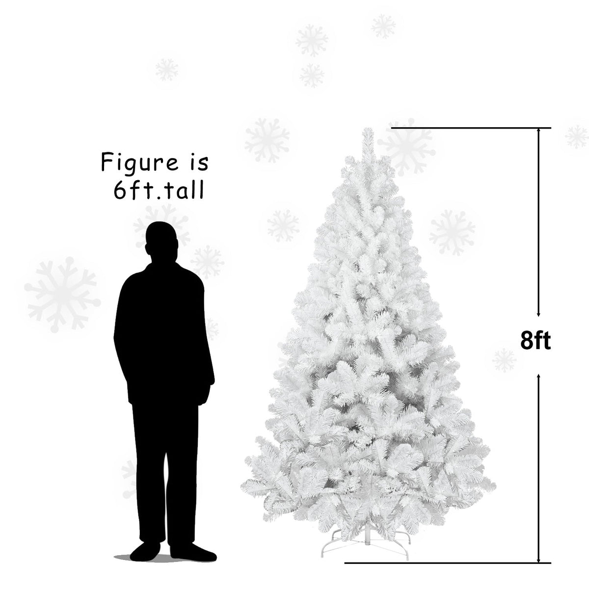 8ft Christmas Tree with Sturdy PVC & Metal Frame - White or Black