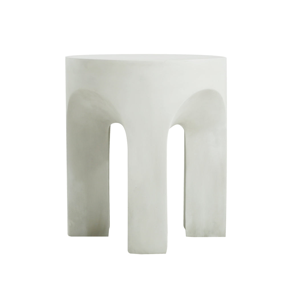 Outdoor MGO Round Top Side Table with Stable Four-Leg Design - Antique White