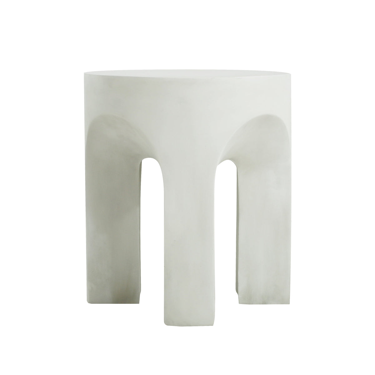 Outdoor MGO Round Top Side Table with Stable Four-Leg Design - Antique White