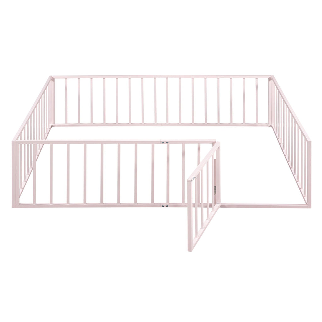 Metal Floor Bed Frame With Fence And Door