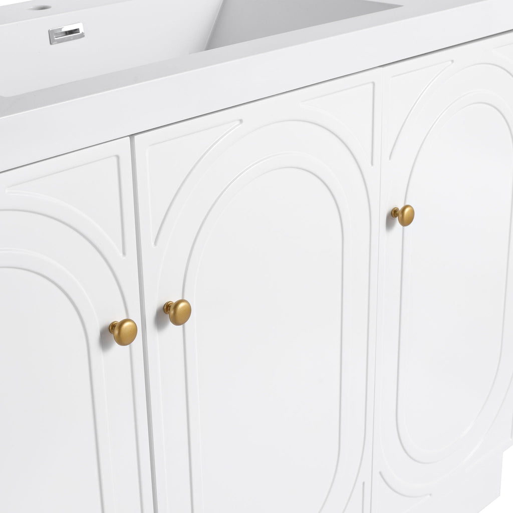 Modern Freestanding Bathroom Vanity with Soft Close Cabinet Doors - Pearl Silver, White, or Dark Green