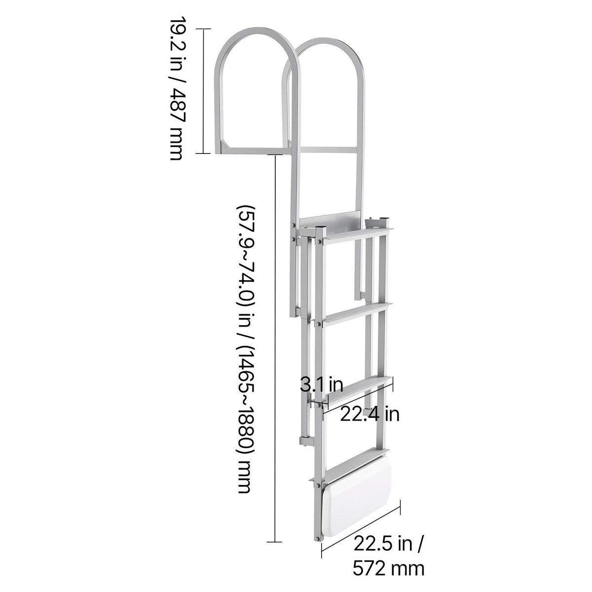 Retractable Dock Ladder with Auto-Lift Float - 4 Steps Aluminum Alloy