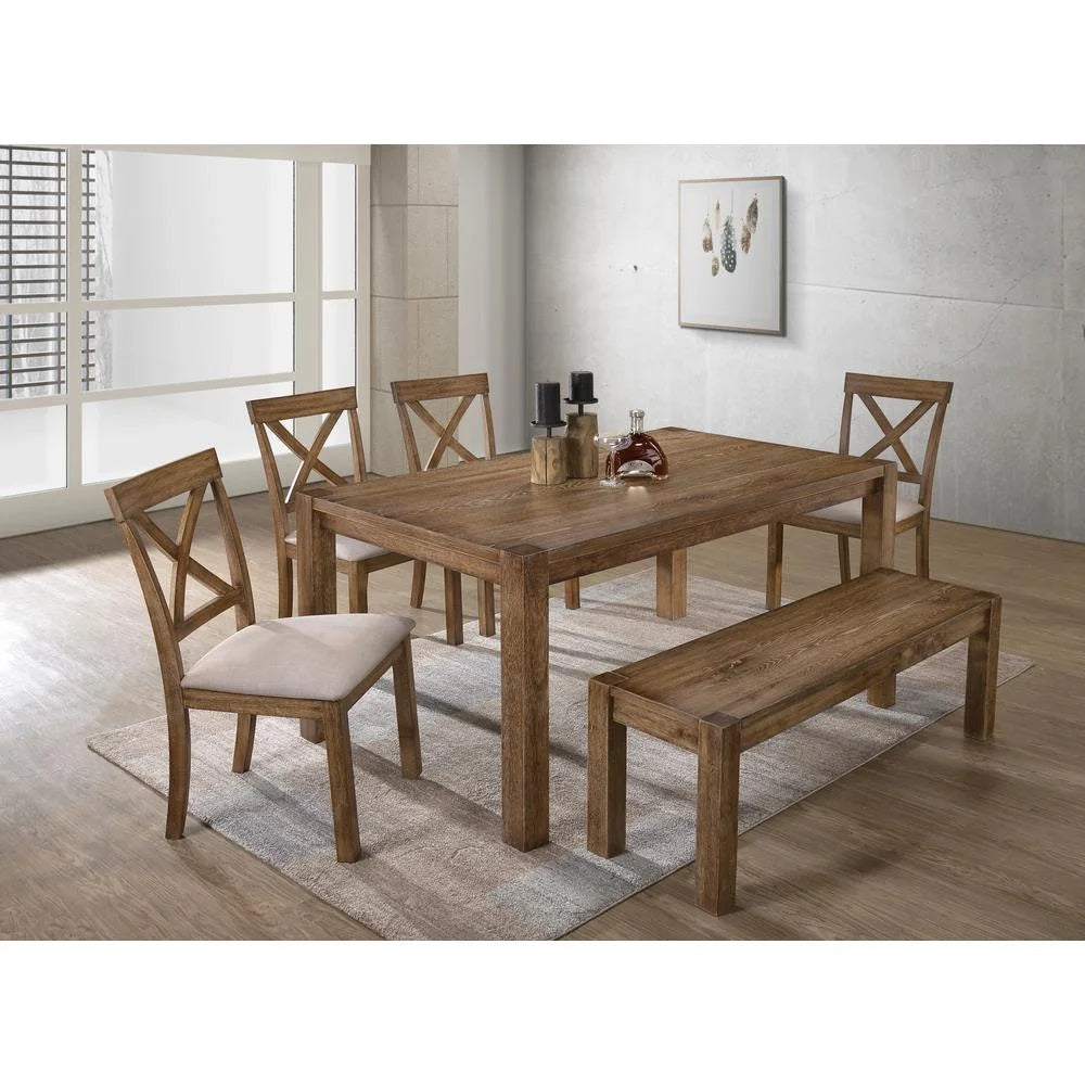 48" Transitional Wood Dining Bench in Driftwood