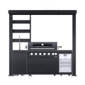 Astoria 94-Inch 6-Burner 85K BTU Outdoor Kitchen Grill Island With Wine Cooler, Rotisserie, Cabinets, And Granite Countertops (SAK68014)