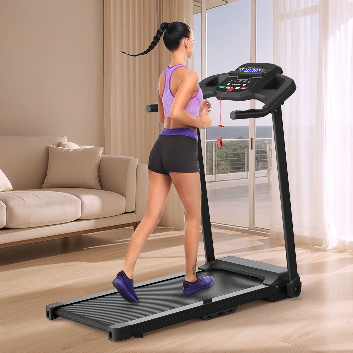 Foldable Treadmill with 2.5HP Electric Motor - Black