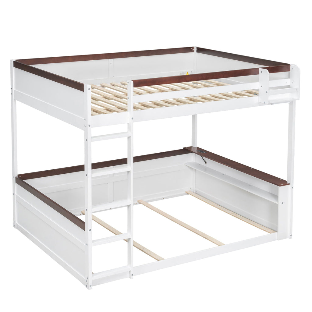 Bunk Bed With Built-In Shelves, Storage Box, LED Light And USB Charging Station