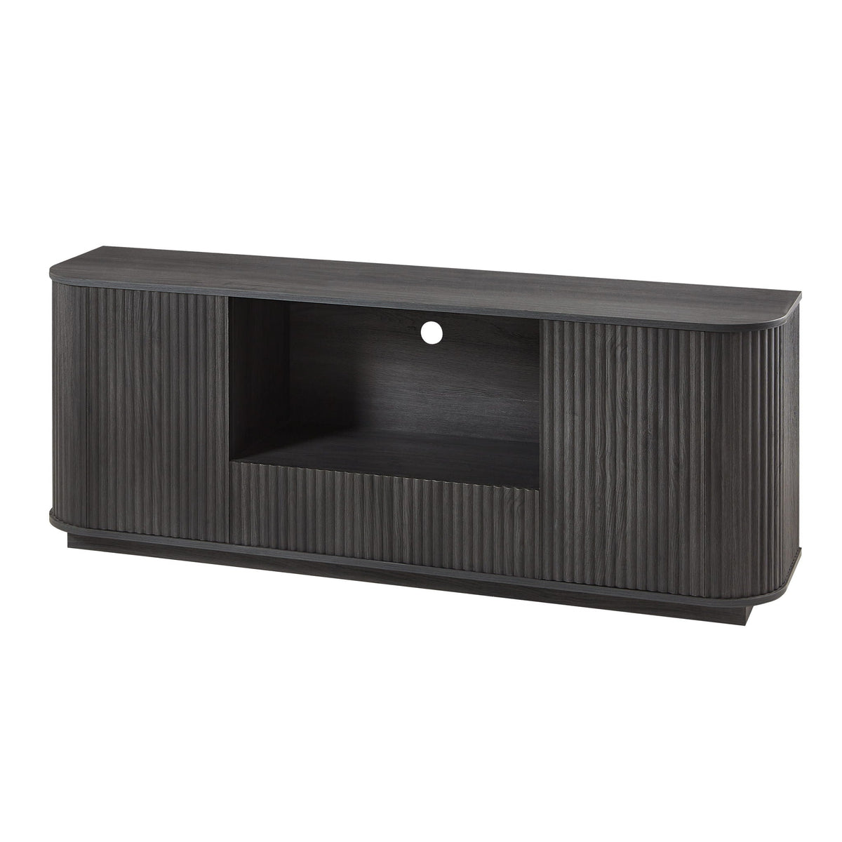 Modern Wavy TV Stand Rounded Sideboard With Storage Cabinet