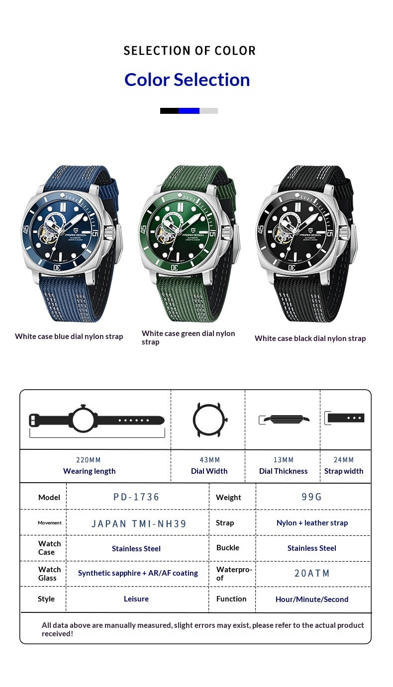 Fully Automatic Mechanical Watch With Luminous Display And Water Resistance For Men