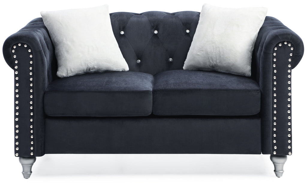 Contemporary Loveseat with Jeweled Tufted Design - Multiple Colors