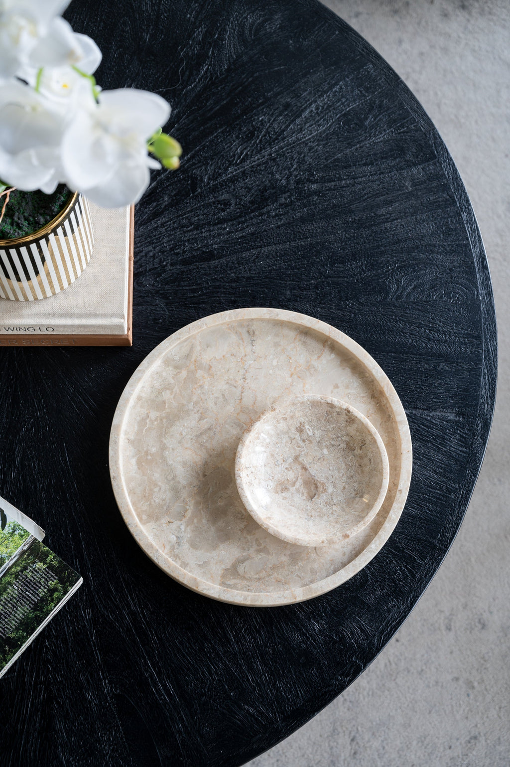 Round Marble Decorative Bowl with Smooth Finish - Cream