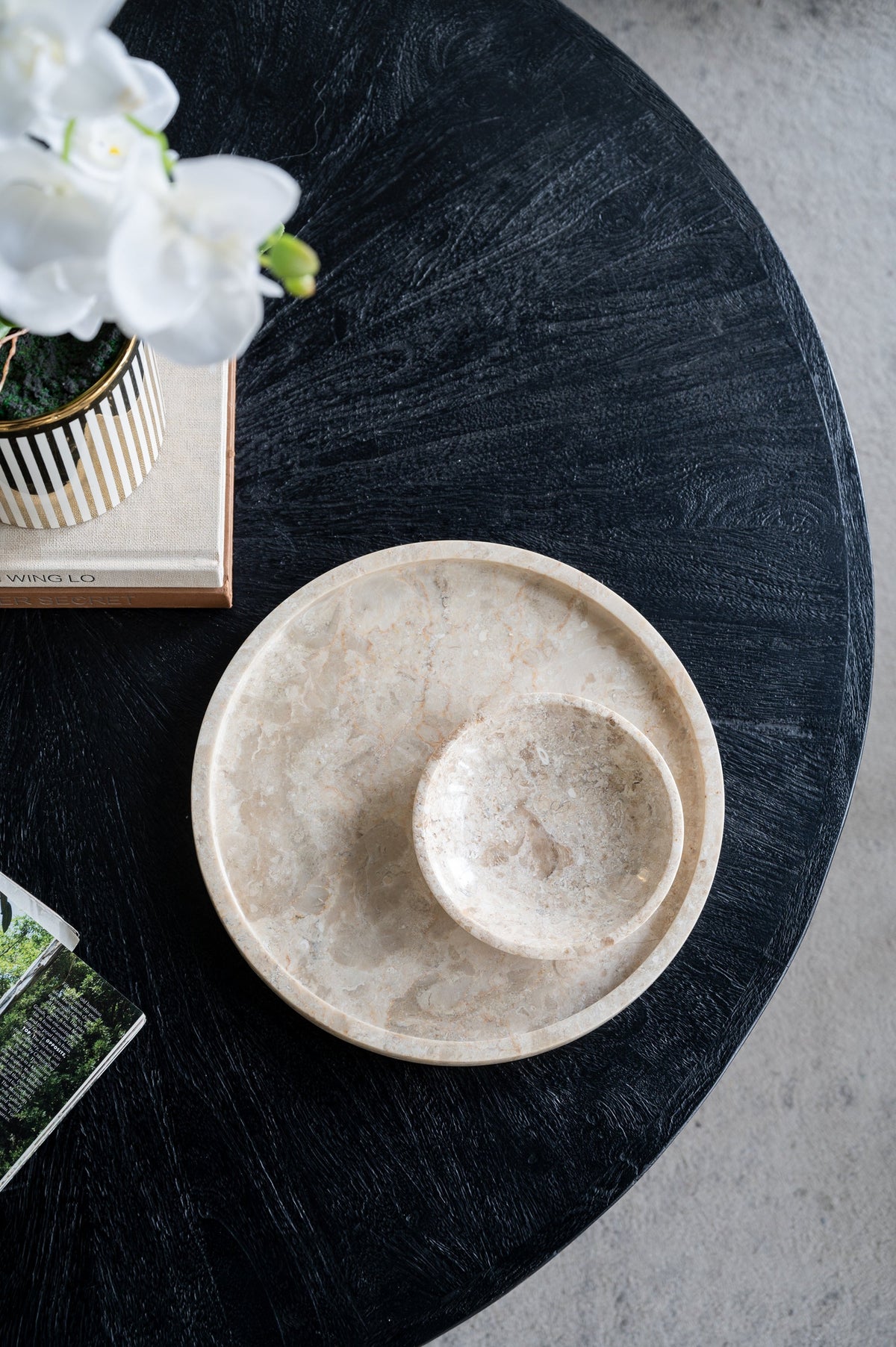 Round Marble Decorative Bowl with Smooth Finish - Cream