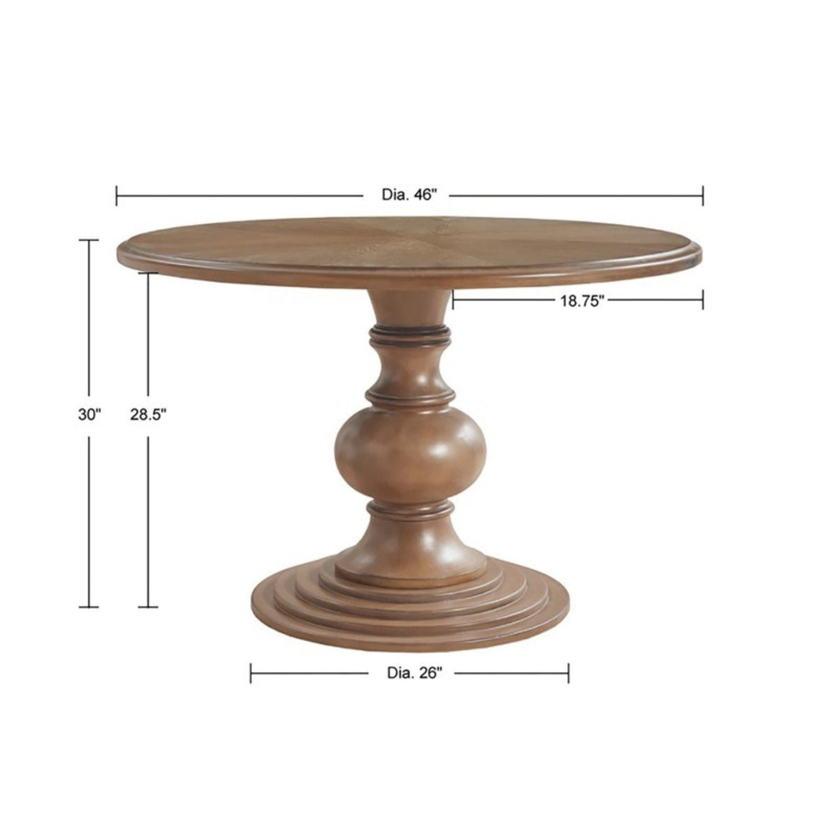 Round Pedestal Dining Table - Walnut