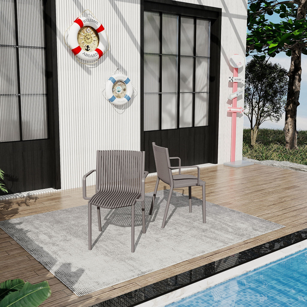 4 Piece Stackable Single Chairs With Vertical Stripe Design