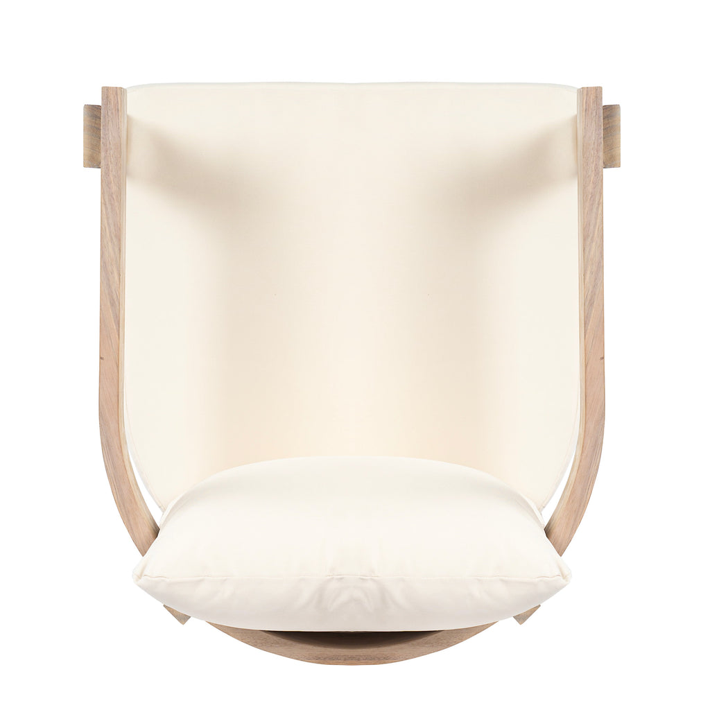 Acacia Wood Dining Chairs Set of 2 with Armrests and Cream Cushions