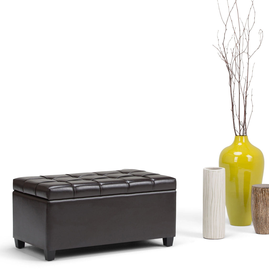 Upholstered Storage Ottoman Bench with Safety Hinge - Multiple Colors