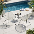 Anson Chair Set of 2 Patio Seating with Steel Frame and PE Rattan - White