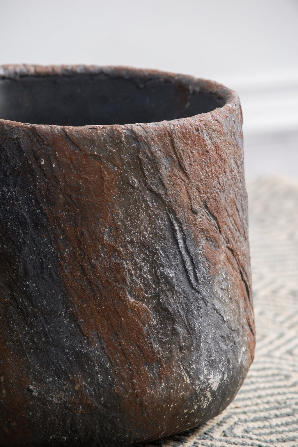 Antique Gray Cement Planter Small with Durable Construction - Garden Pot
