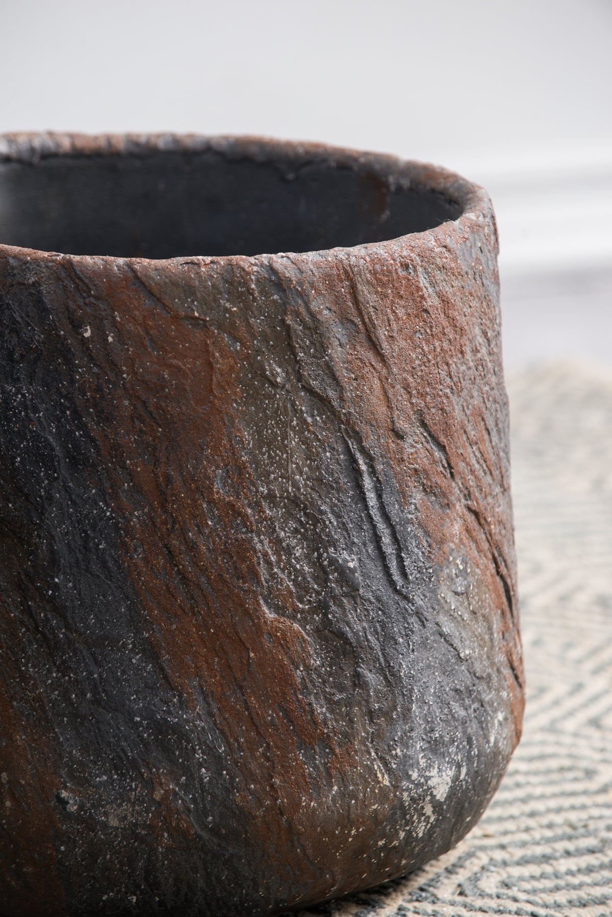 Antique Gray Cement Planter Small with Durable Construction - Garden Pot