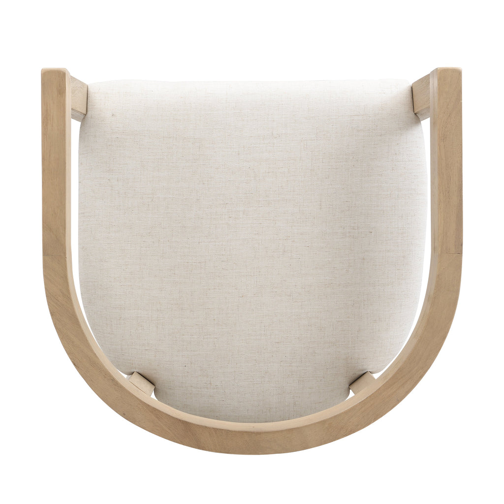 Modern Bar Stools Set of 2 with Upholstered Seats and Cutout Barrel Back - Beige