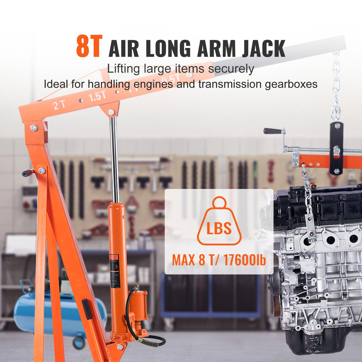 Hydraulic Long Ram Jack with Dual Pump Design - Steel