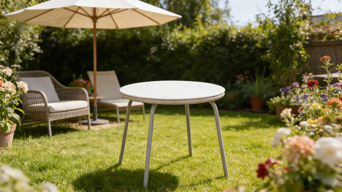 3-Piece Patio Furniture Set with Steel Frame - Off White
