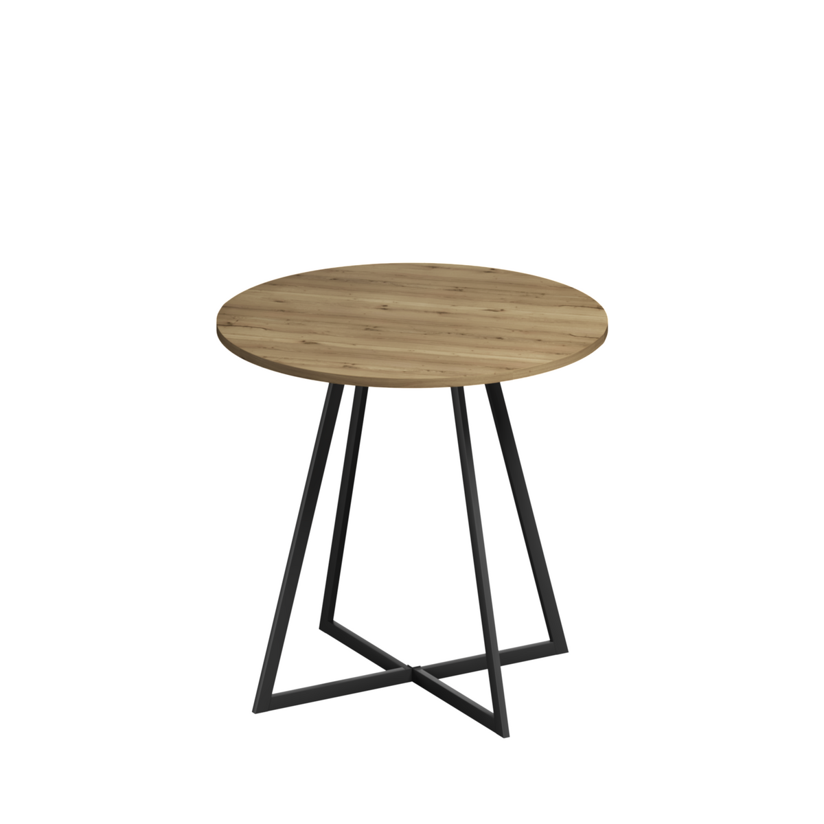 31.5 Inch Round Dining Table with Black Metal Legs - Brown