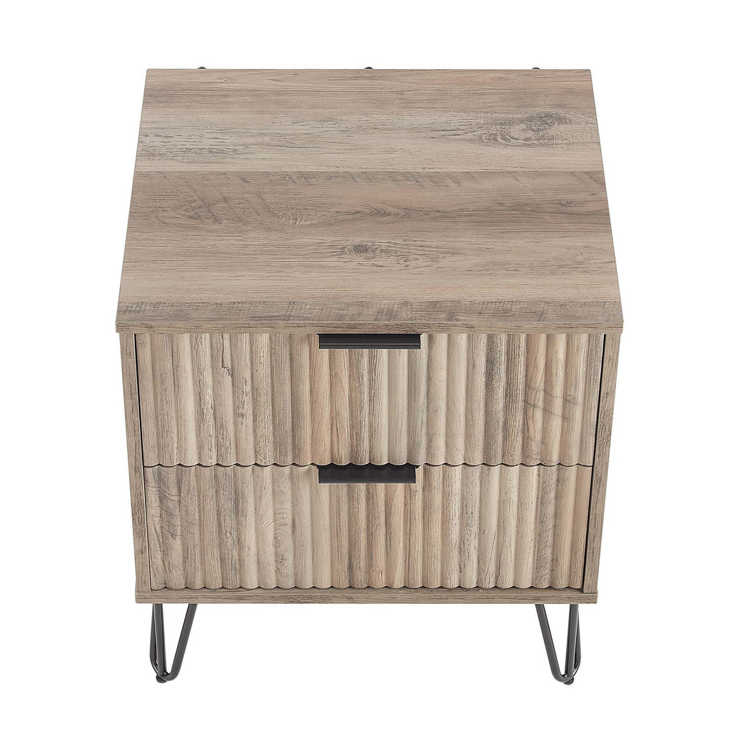 Dumbo Nightstand with 2 Drawers and Fluted Fronts – Multiple Colors