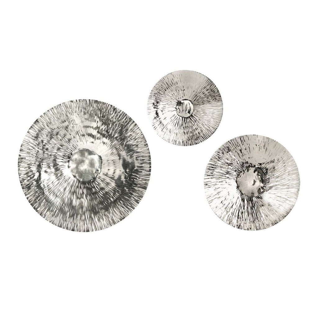Textured Oversized Disc Wall Decor with Concealed Mounting - Silver