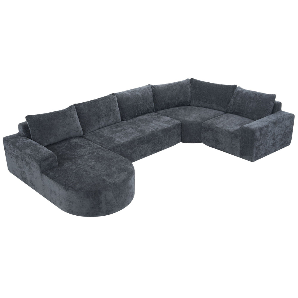 Modular Cloud Sectional Sofa Set with Deep Seating - Choose Beige, Dark Gray, or Dark Brown